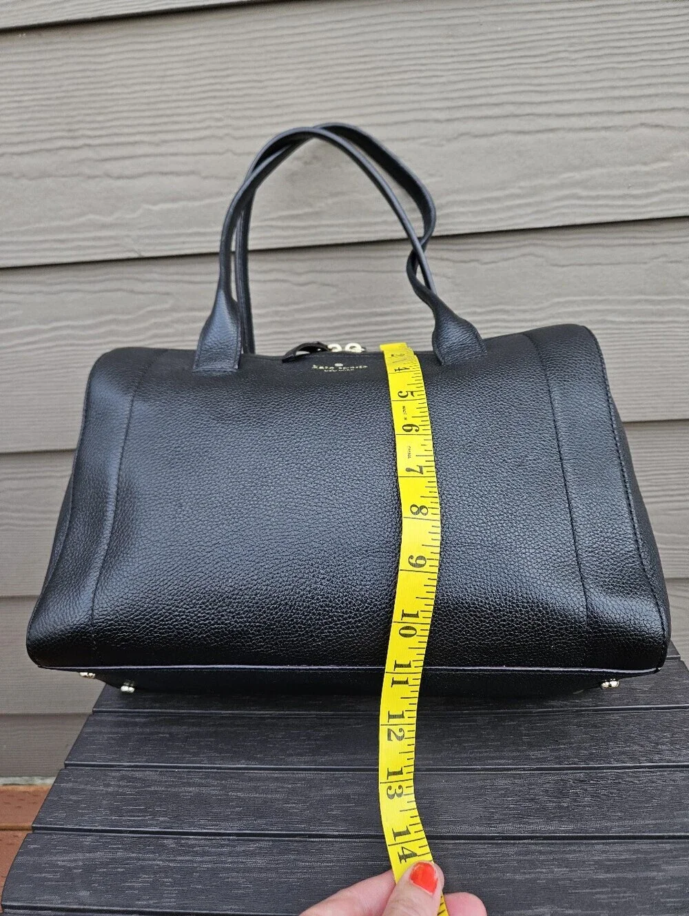 Kate Spade Large Black Handbag Doctor Medic Bag Pebbled Leather Purse Spacious